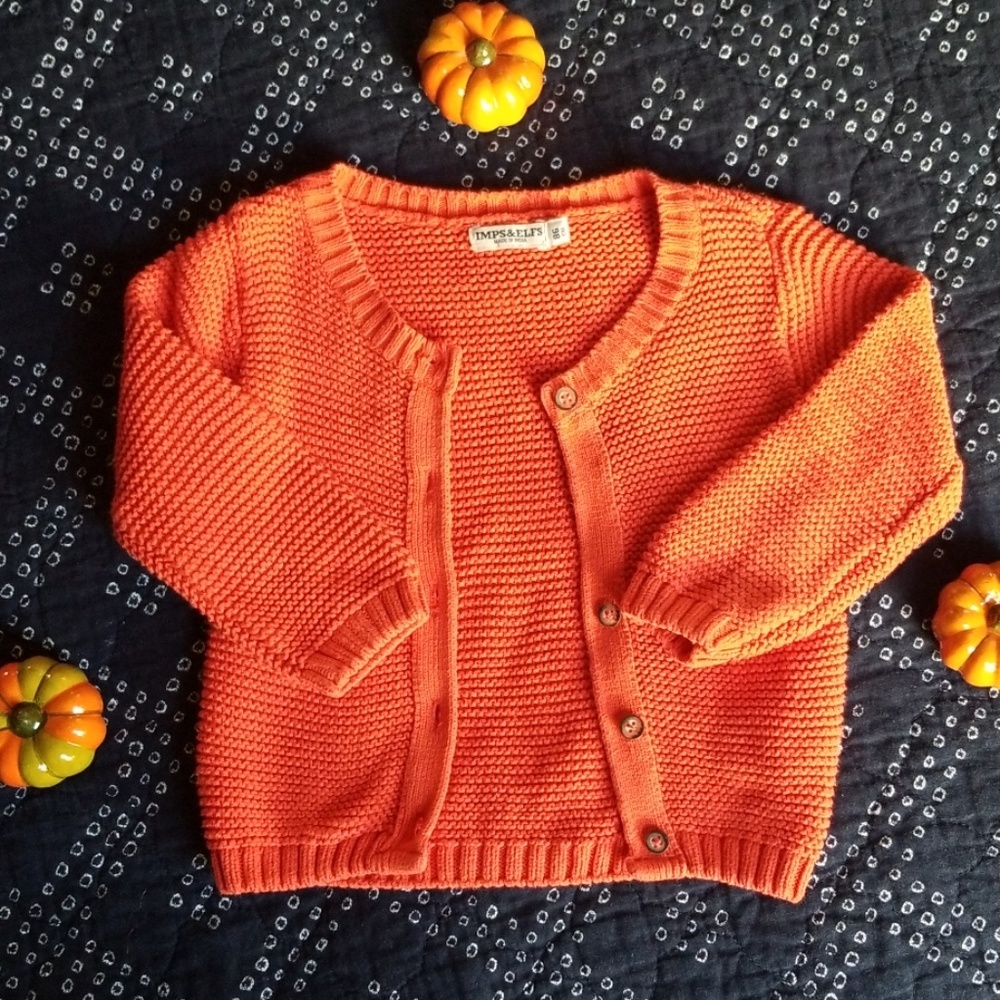 IMPS & ELFS // KNIT ORANGE CARDIGAN